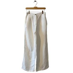 Doppelganger Relaxed Wide Leg Linen Pants White